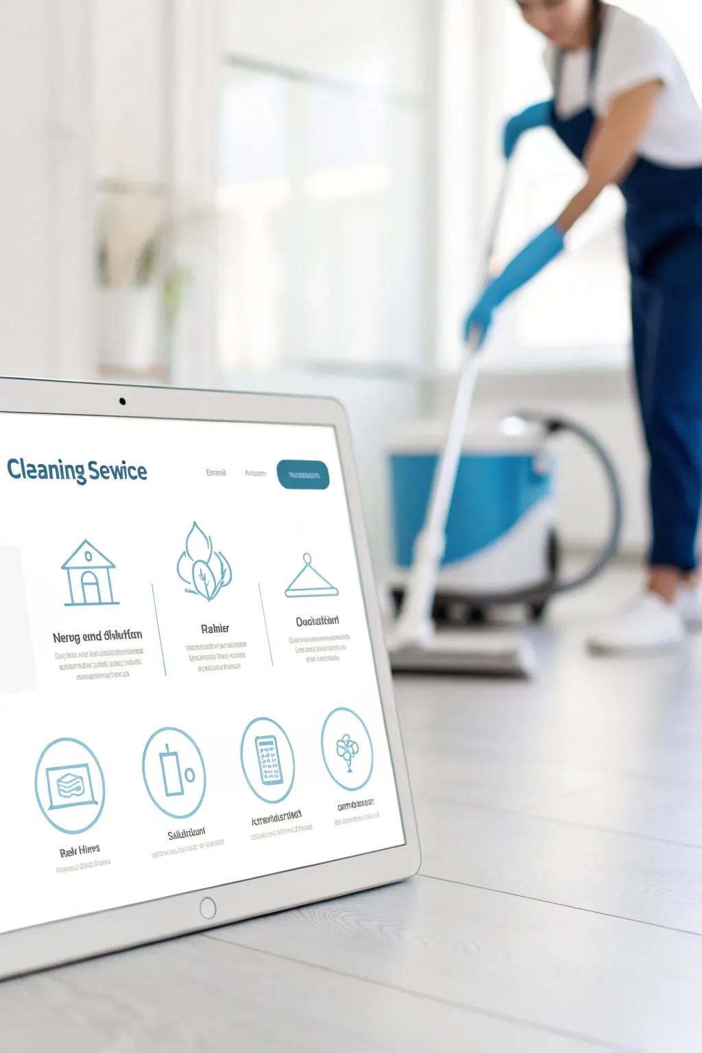 A polished and simple cleaning service website appearance.