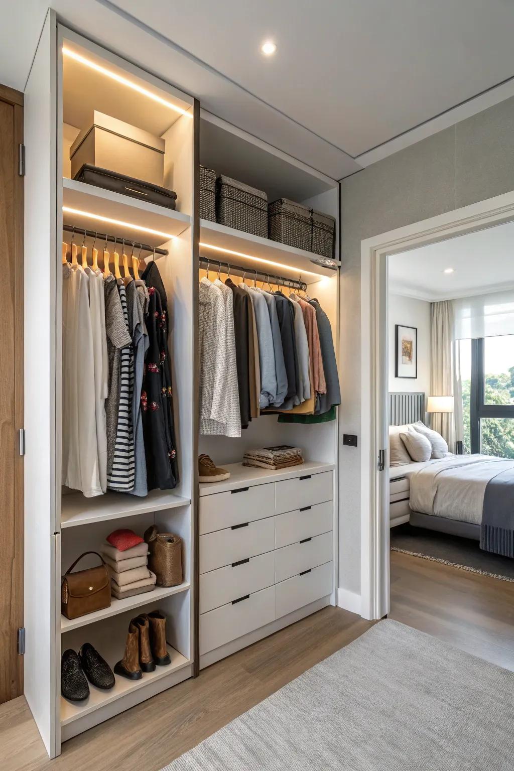 With open shelving, your closet becomes a curated display.