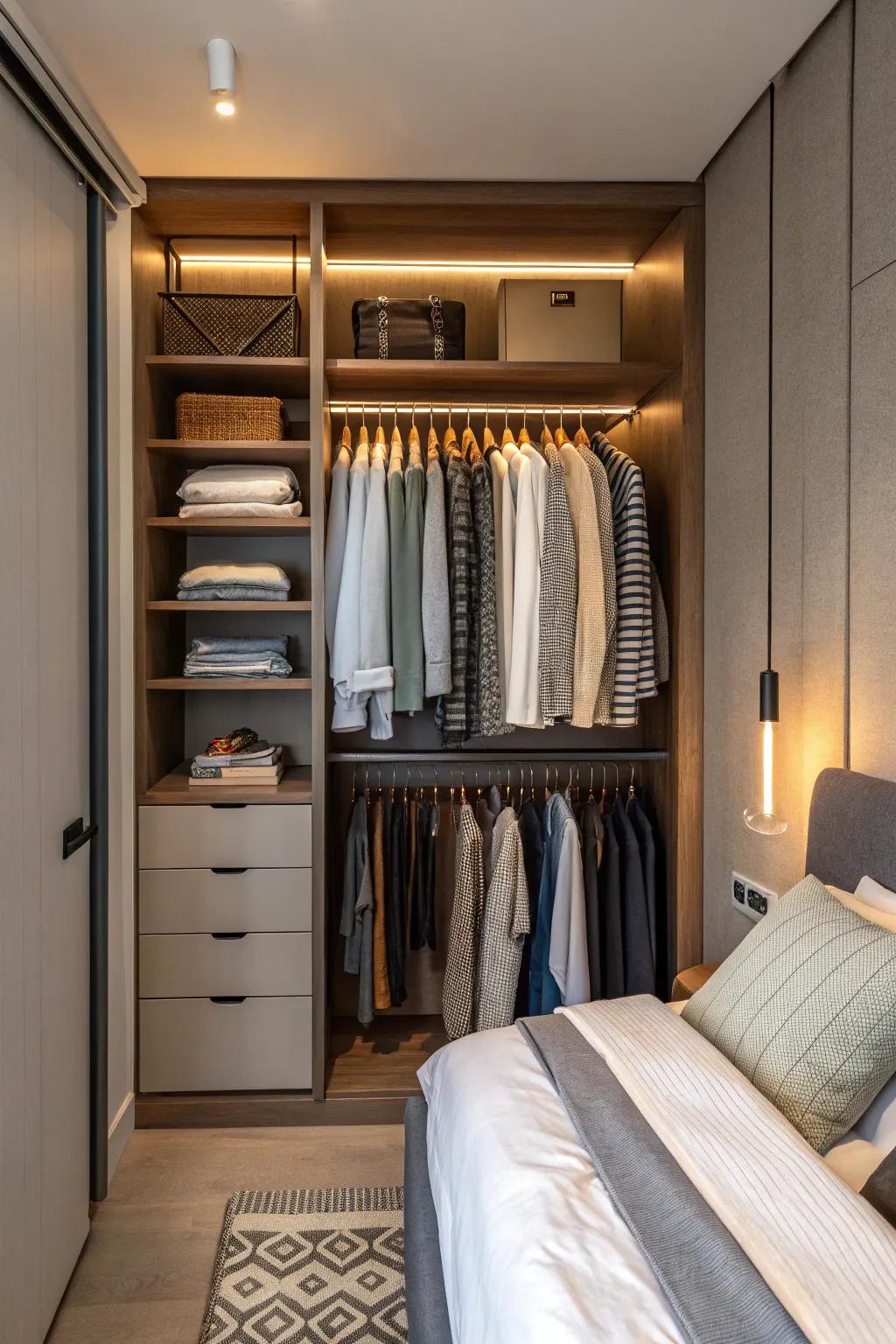 Hanging organizers fully utilize vertical space.