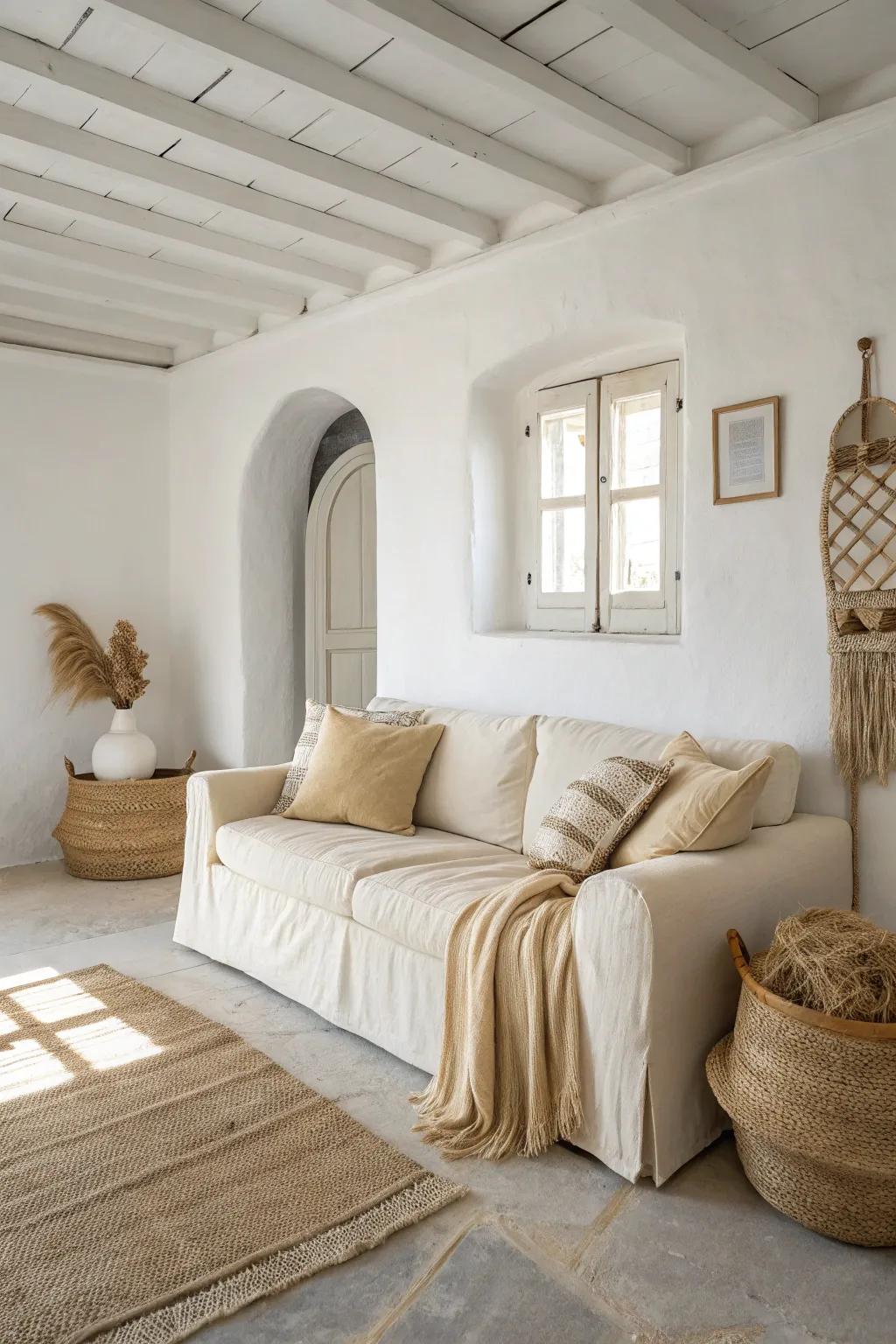 A neutral palette sets the stage for a coastal chic ambiance.