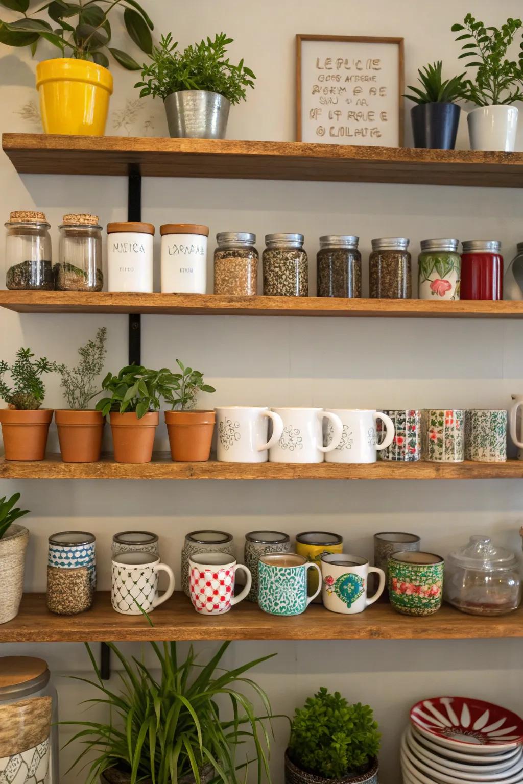 Open shelving infuses character into your coffee station.