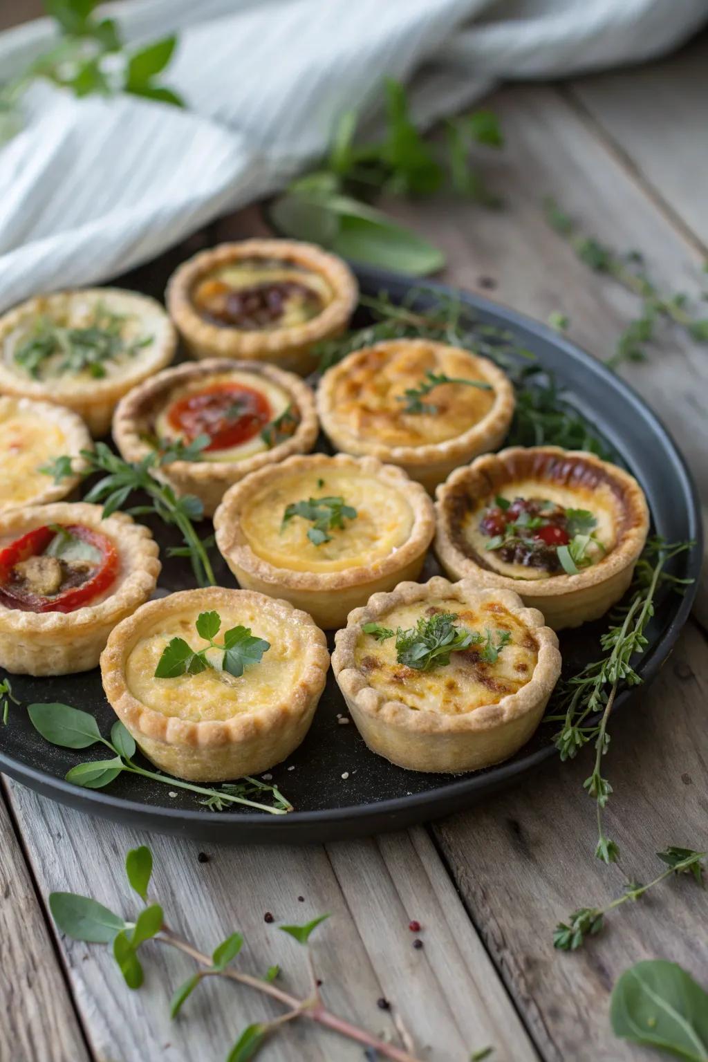 An alluring assortment of small pies, ideal for enhancing any coffee gathering.