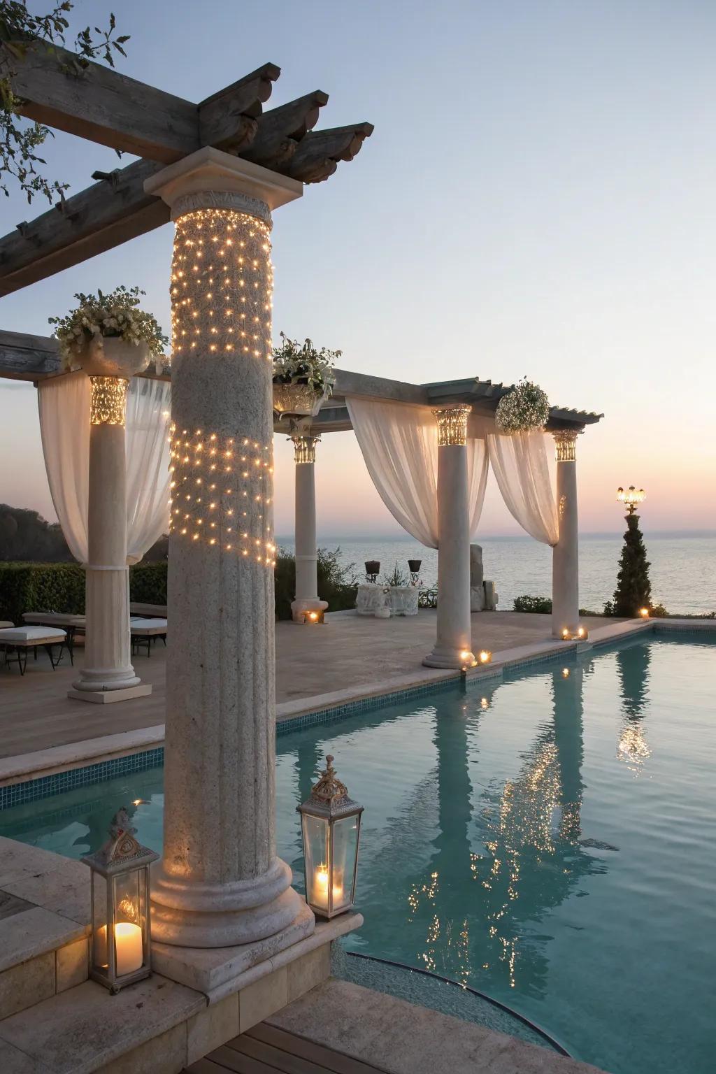 Achieve a resort-like ambiance with poolside column illumination.