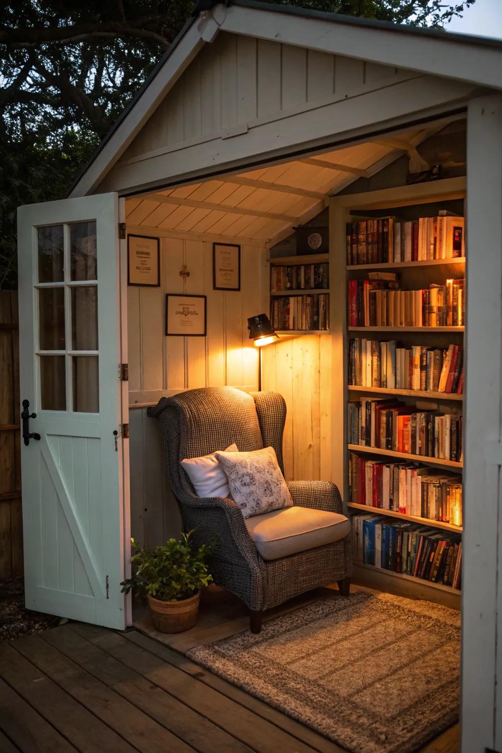 Convert your shed into a tranquil reading escape.