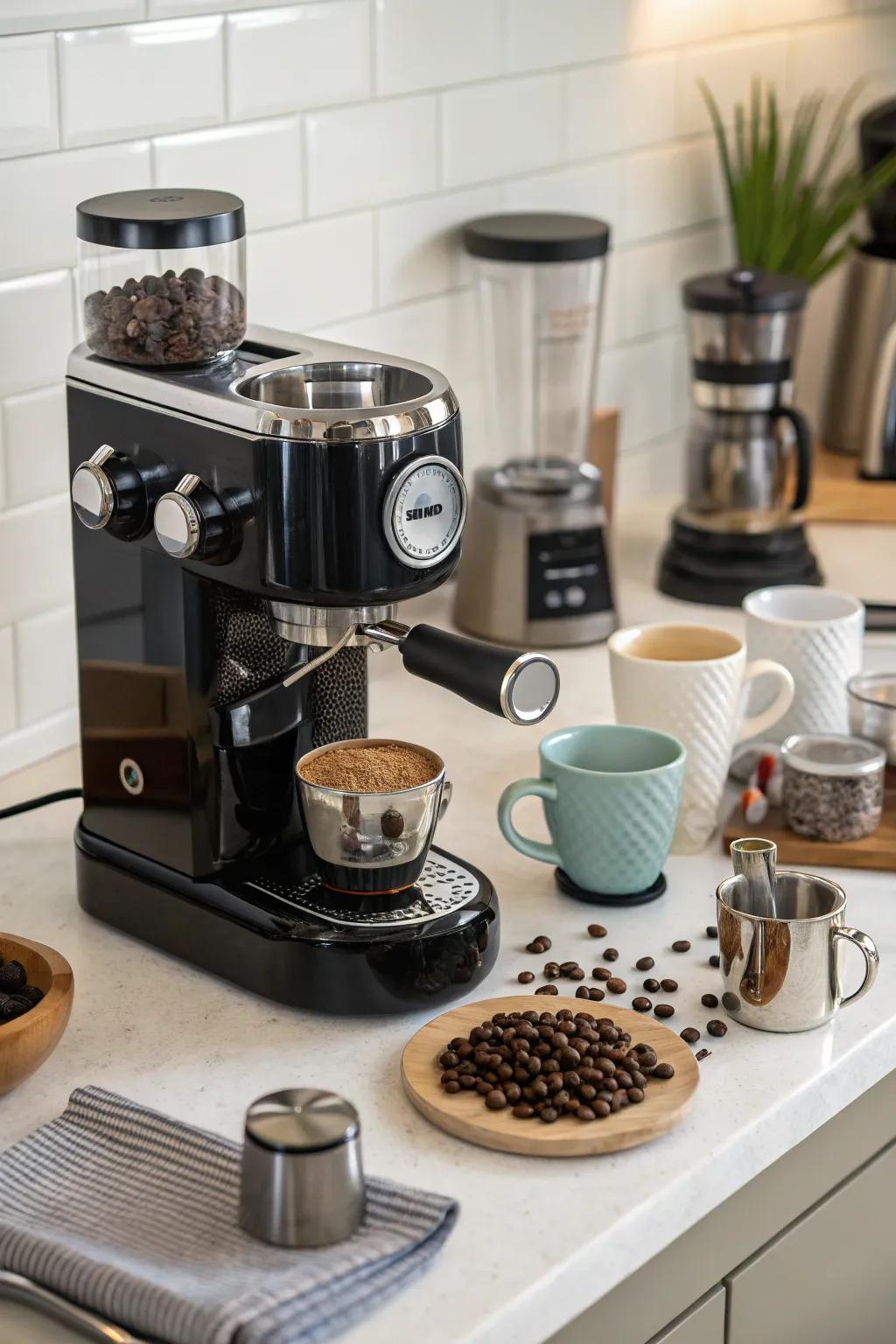 An espresso machine brings a touch of class to any coffee setting.