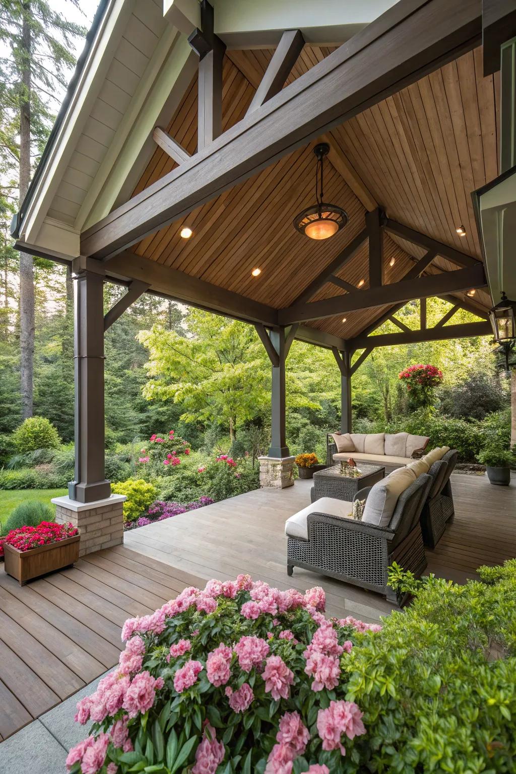 Sloped roofs provide an elegant aesthetic and functional benefits for your deck.