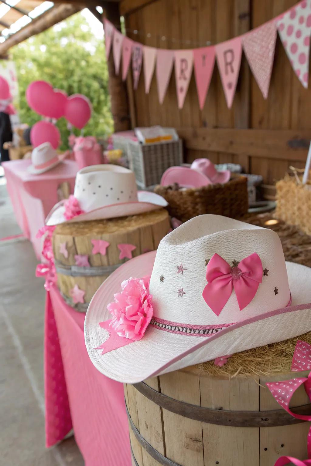 Blend pink tones with timeless cowboy elements for a playful splash.