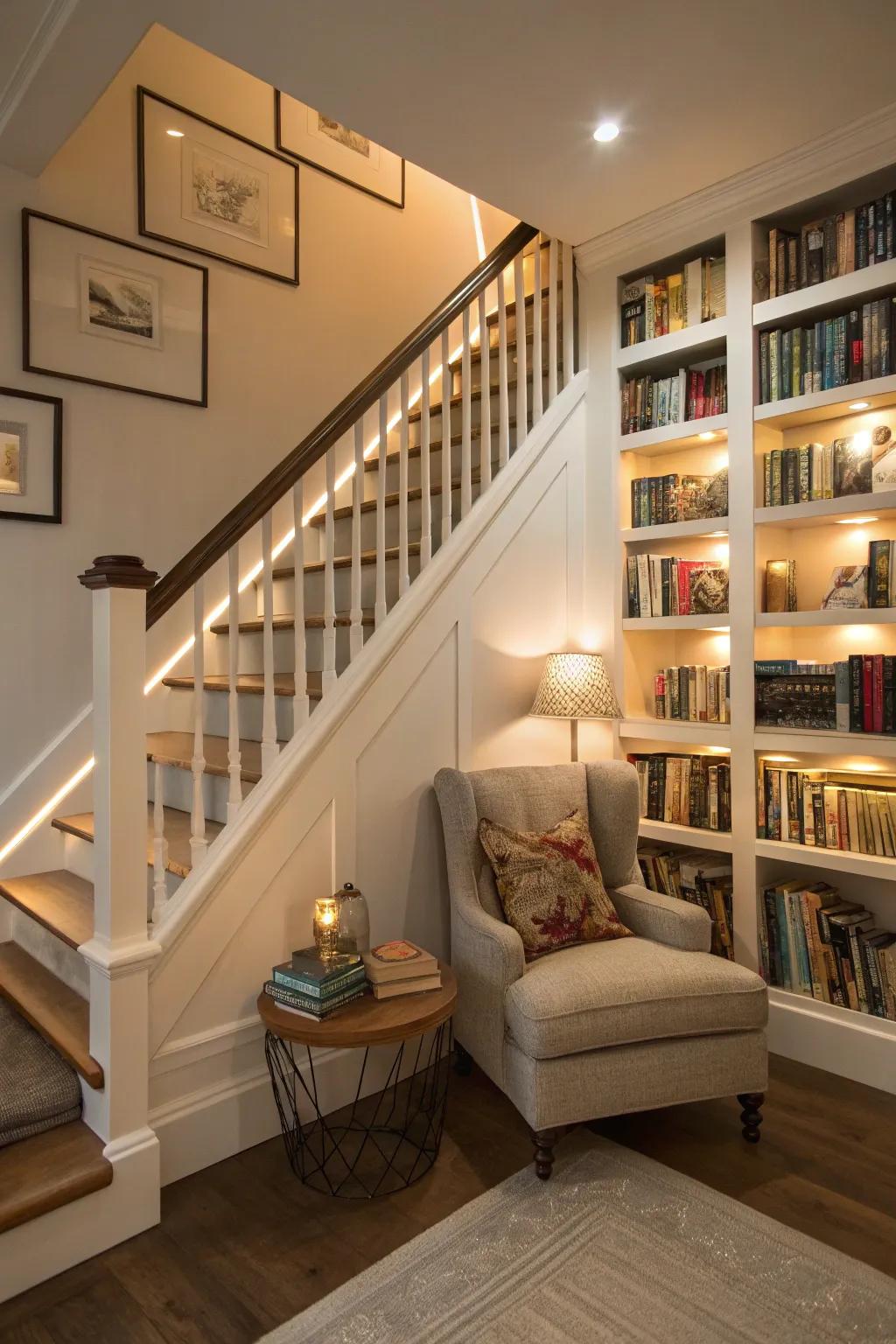 Make the most of your under-stairs area with a distinctive book storage design.