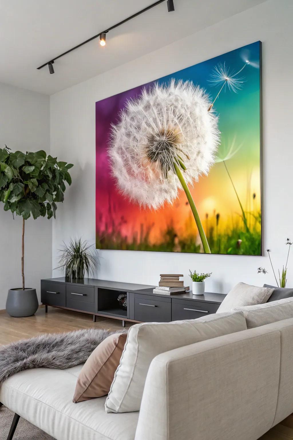 An amazing dandelion artwork can revitalize any wall.