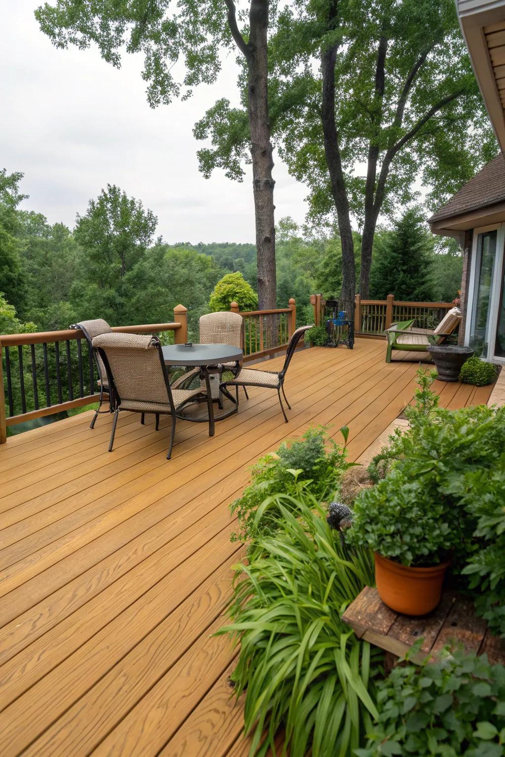 Honey Oak stain infuses any deck with a cozy and inviting ambiance.