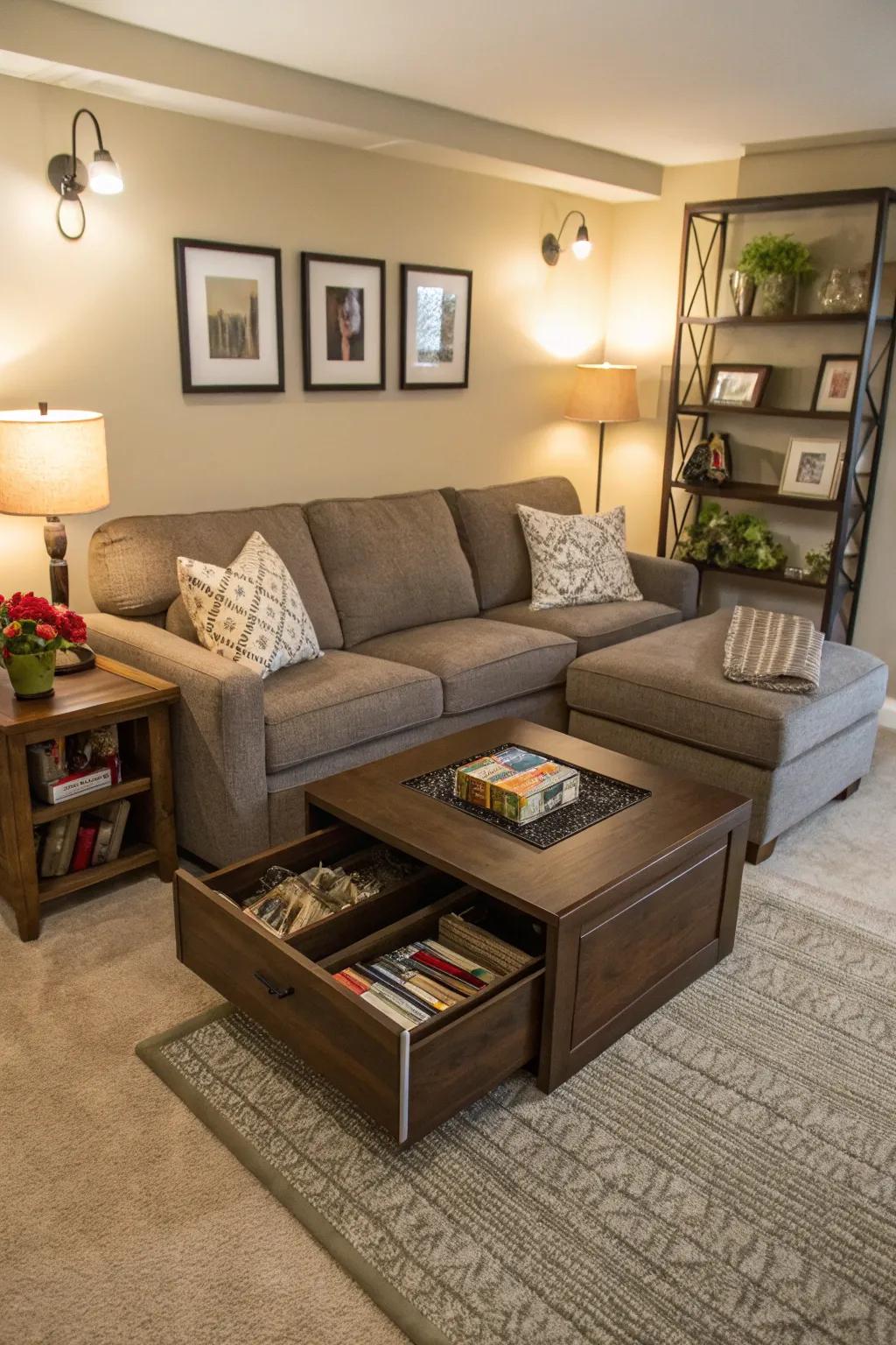 Furniture that does double duty allows compact spaces to be adaptable.