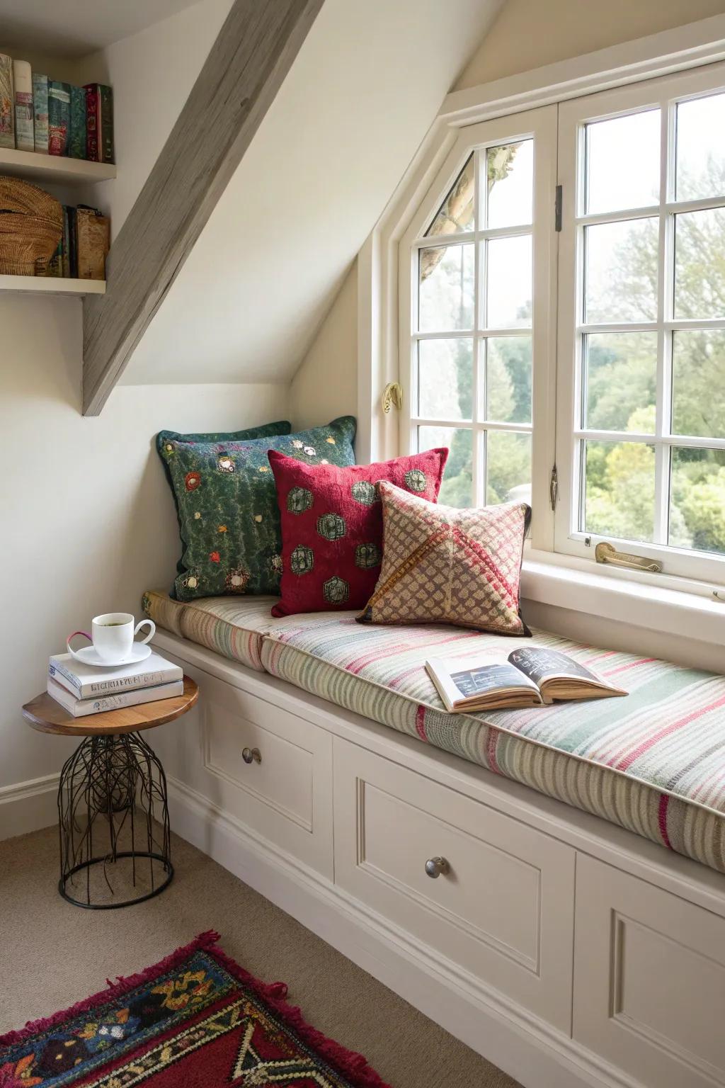 An inviting seating area perfect for unwinding with a captivating read.