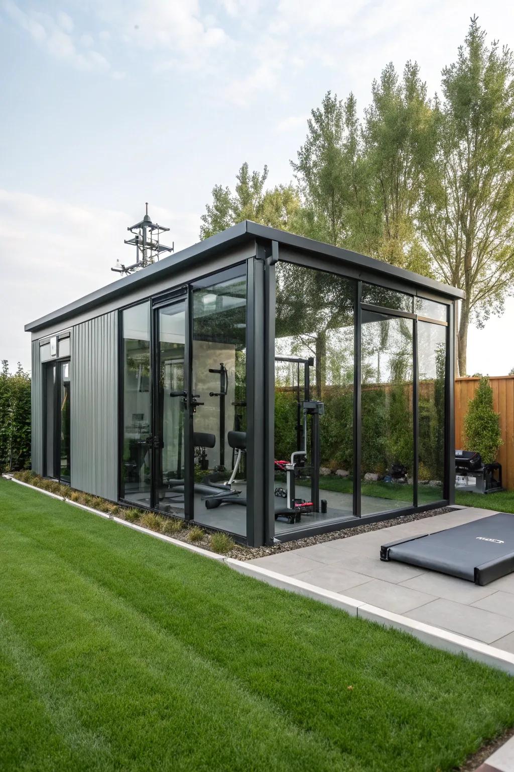 An elegant, detached gym design providing a confidential and focused workout atmosphere.