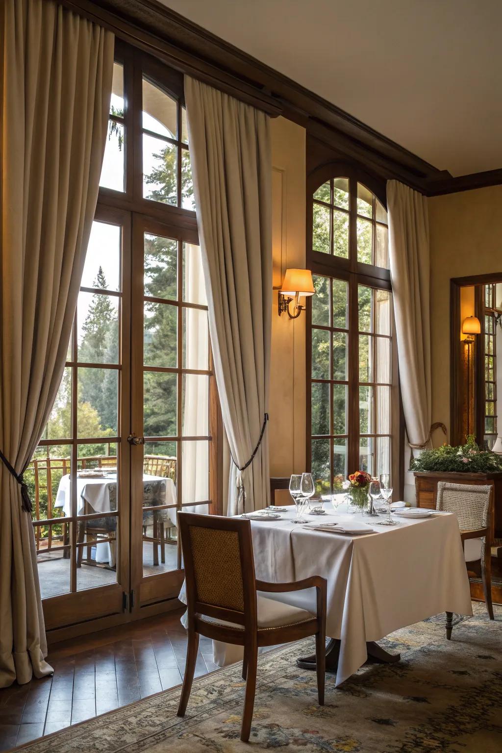 Window dressings highlighting large windows to enhance natural lighting.