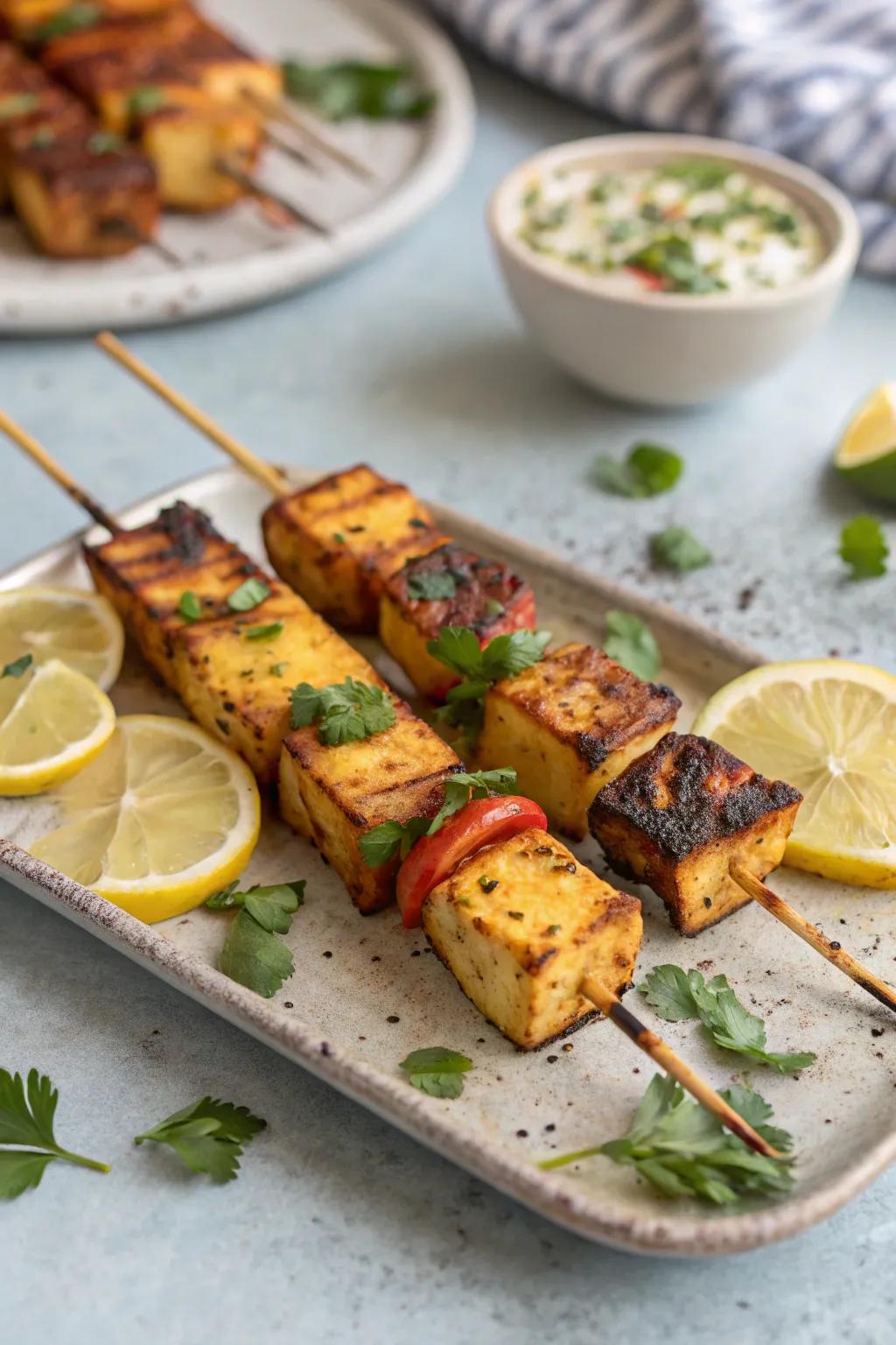 Delicious cottage cheese skewers, a traditional way to begin your Diwali celebration.