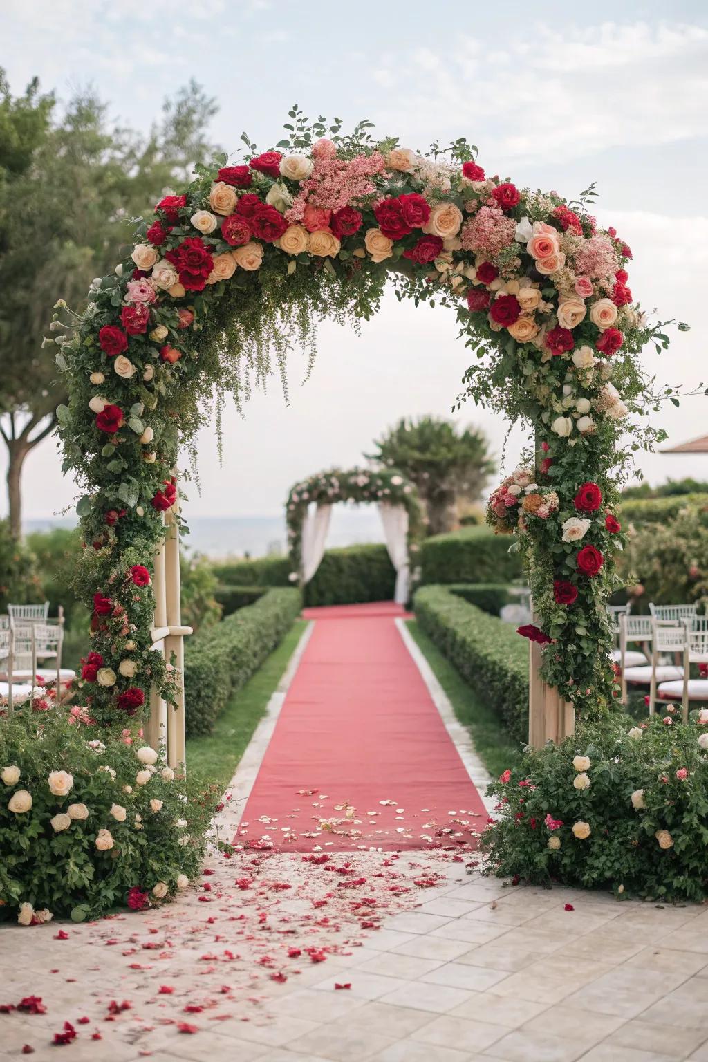 A blossom portal serves as a magnificent entry point to your nuptial aisle.