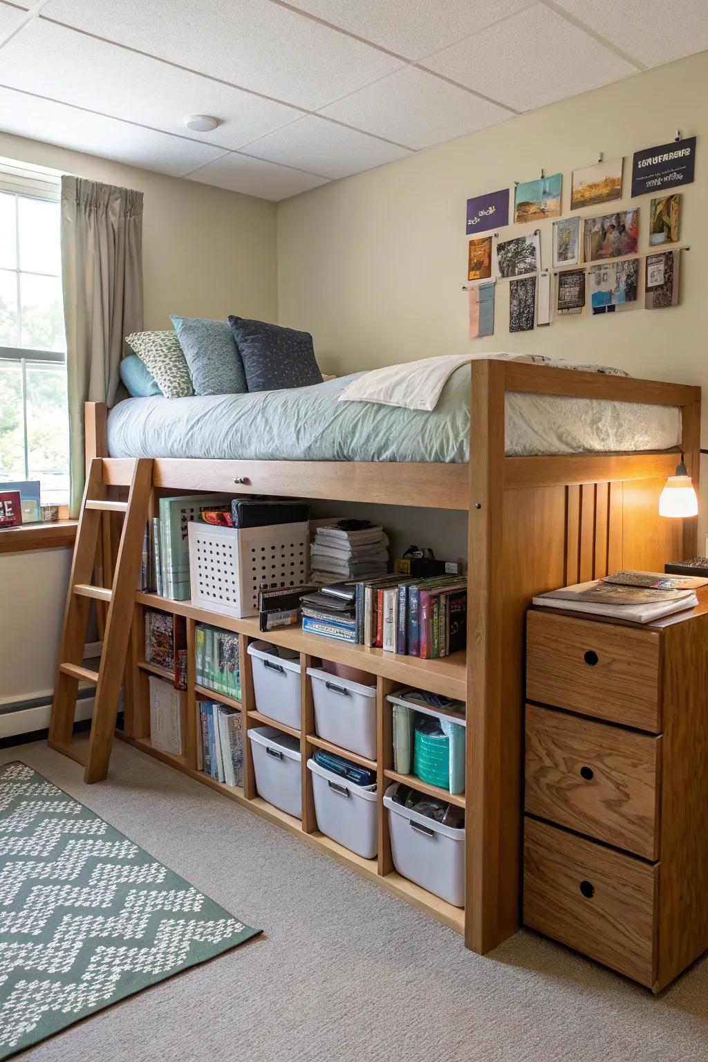 Maximize your dorm space with smart under-bed storage solutions.