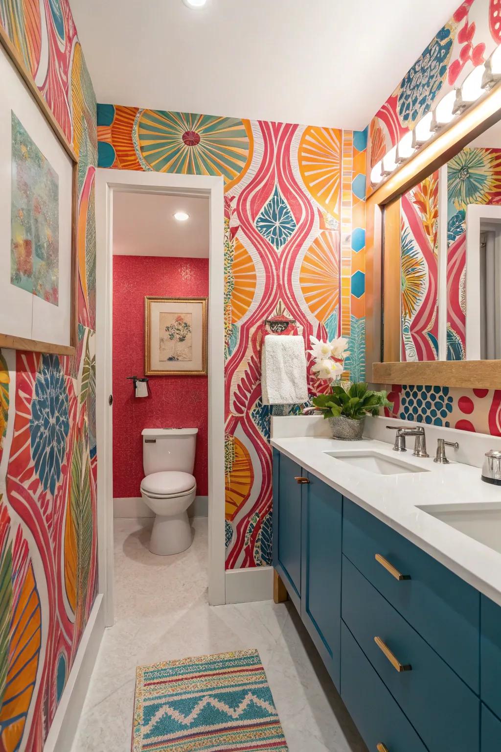 Inject charisma through eye-catching wall coverings.