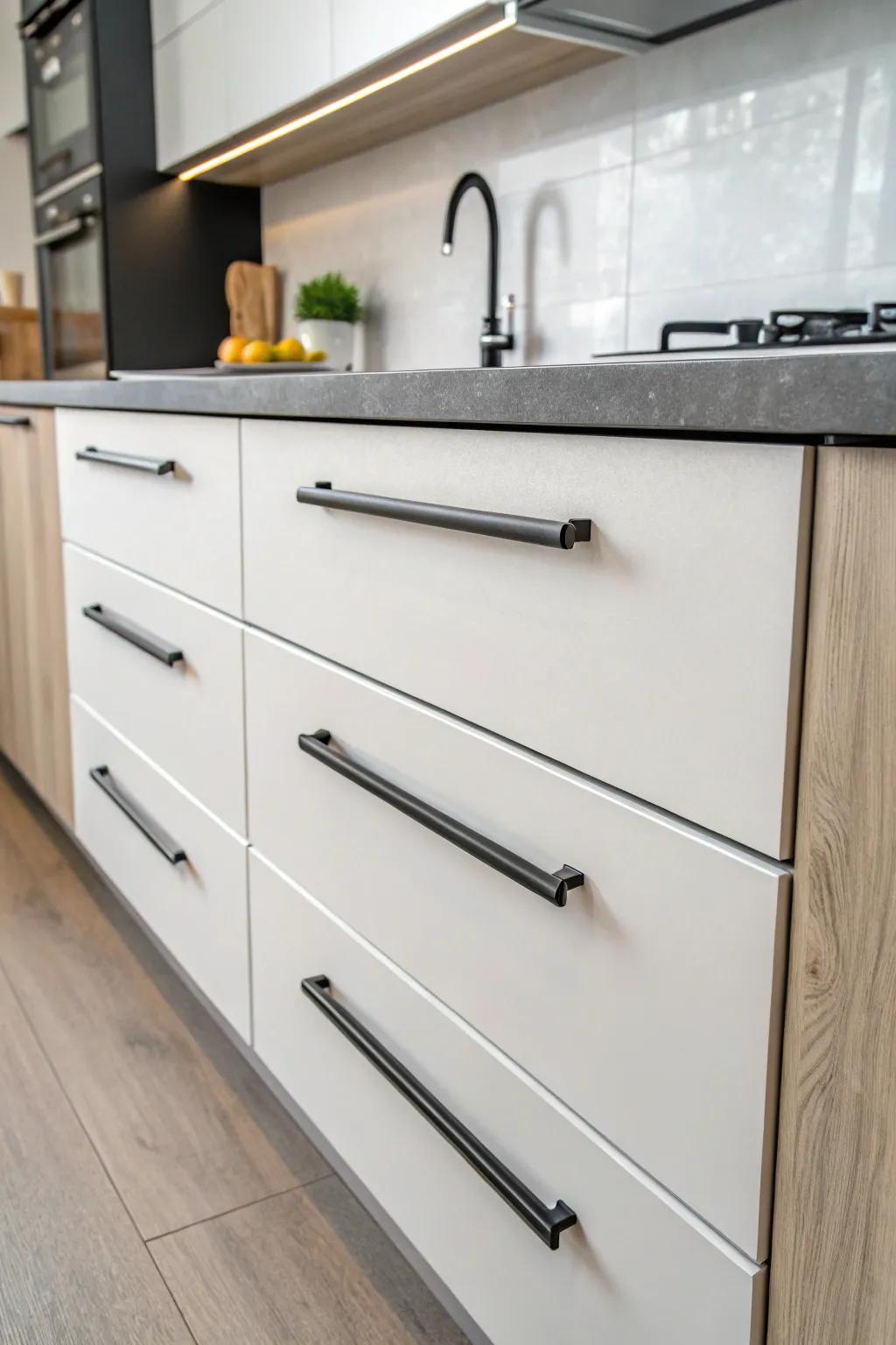 Minimalist drawers introduce a hint of sophistication to any modern kitchen