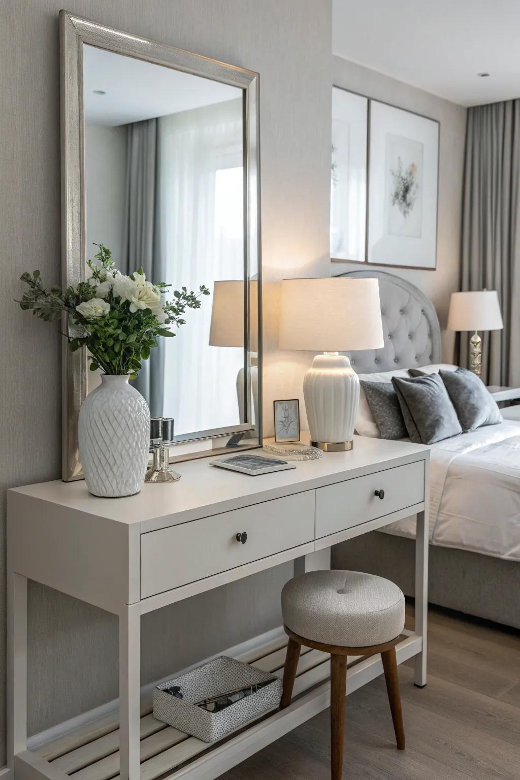 Embrace the elegance of minimalism for a serene dressing space.