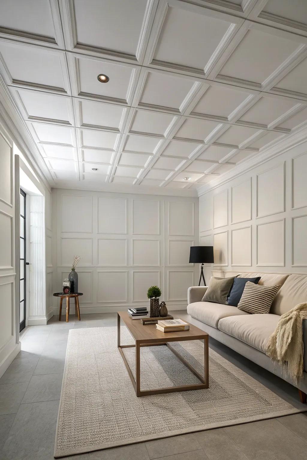 The epitome of simplicity embodied in sleek modern ceiling panels.