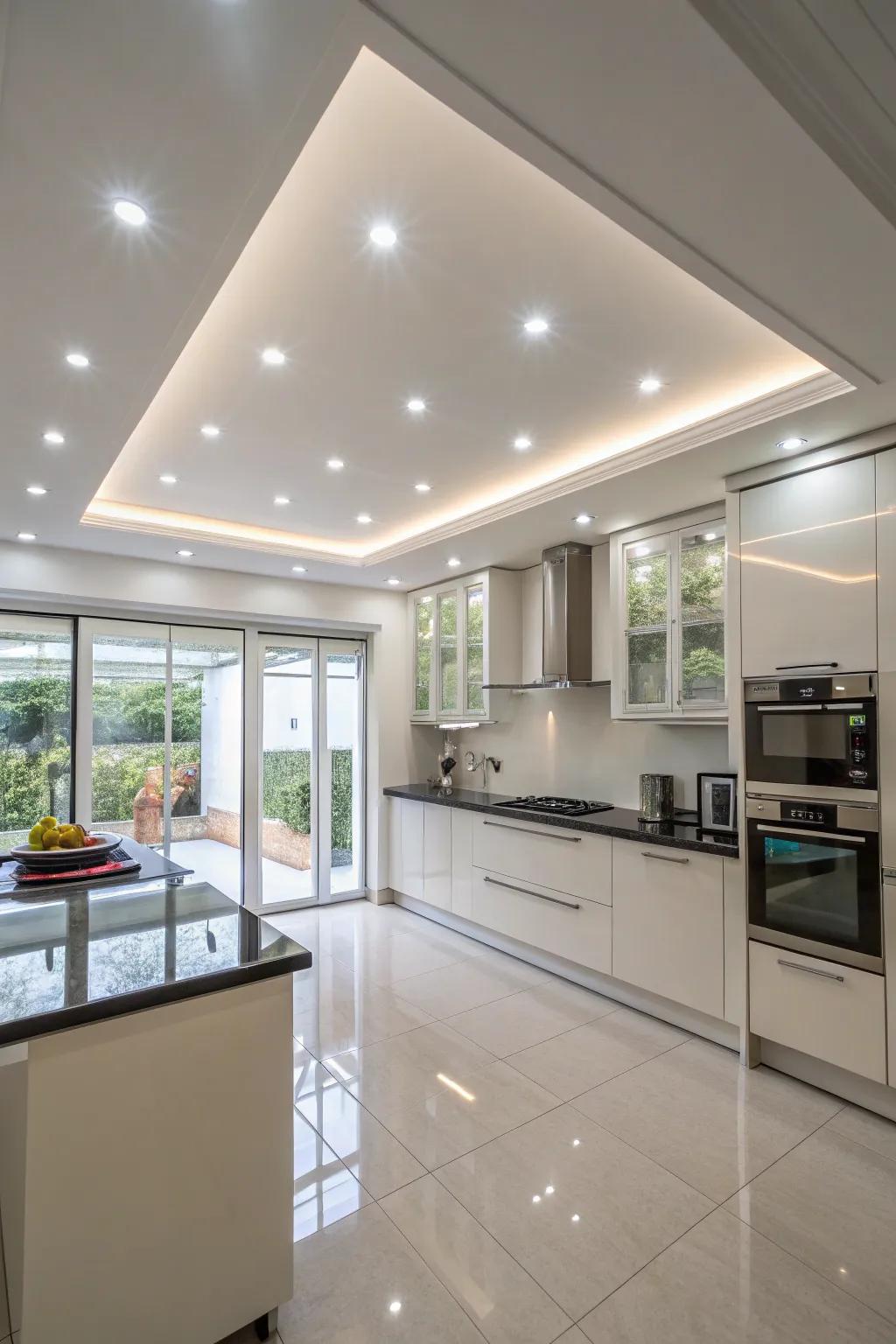 Recessed lighting creates a streamlined look in any kitchen.