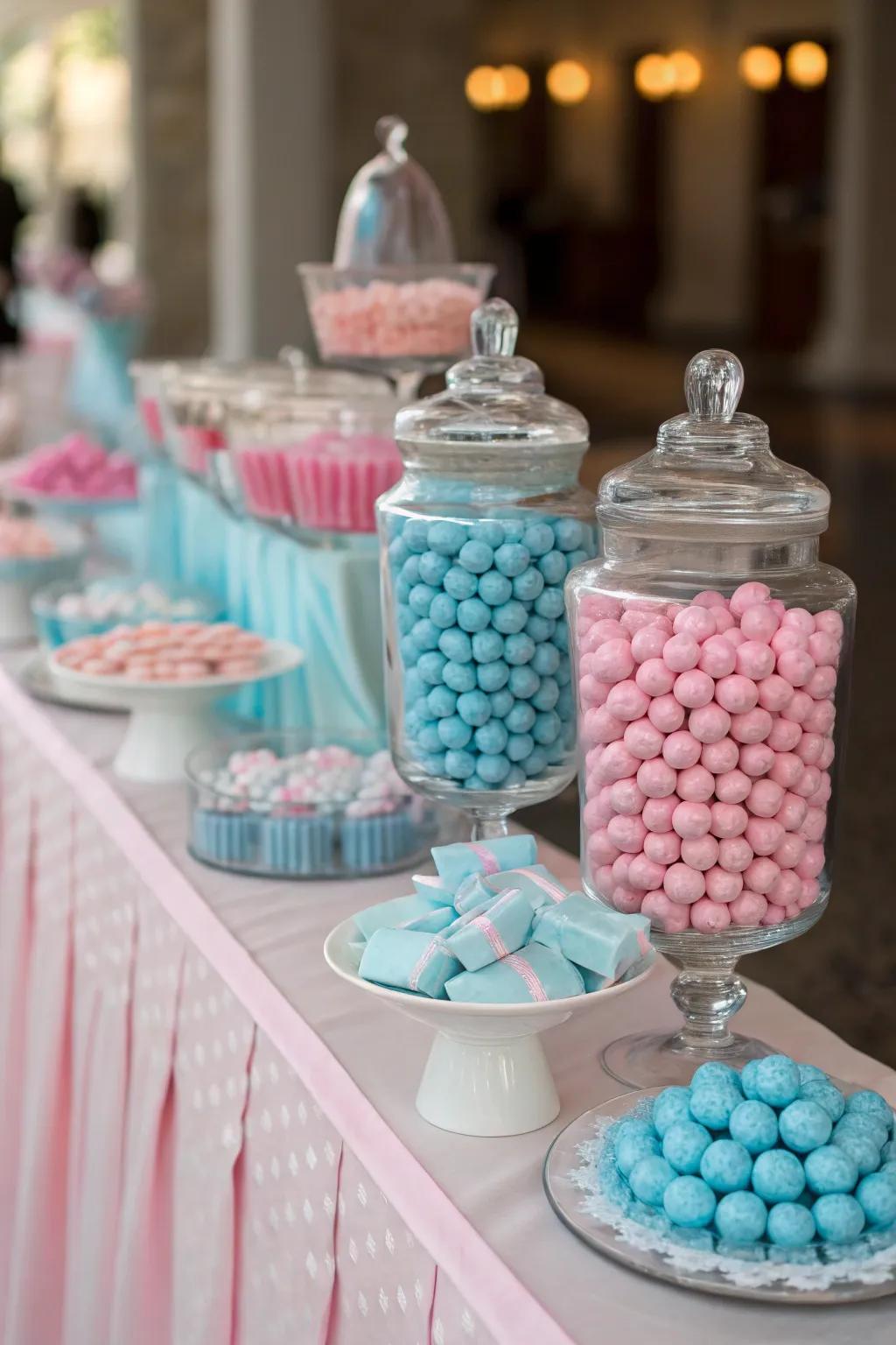 A pastel-shaded treat arrangement ideal for an infant's celebration.