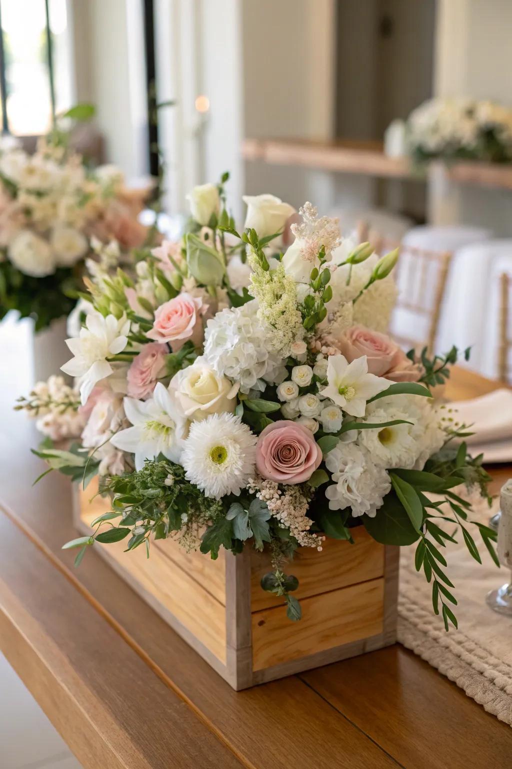 A luxurious floral centerpiece in soft pastel hues.