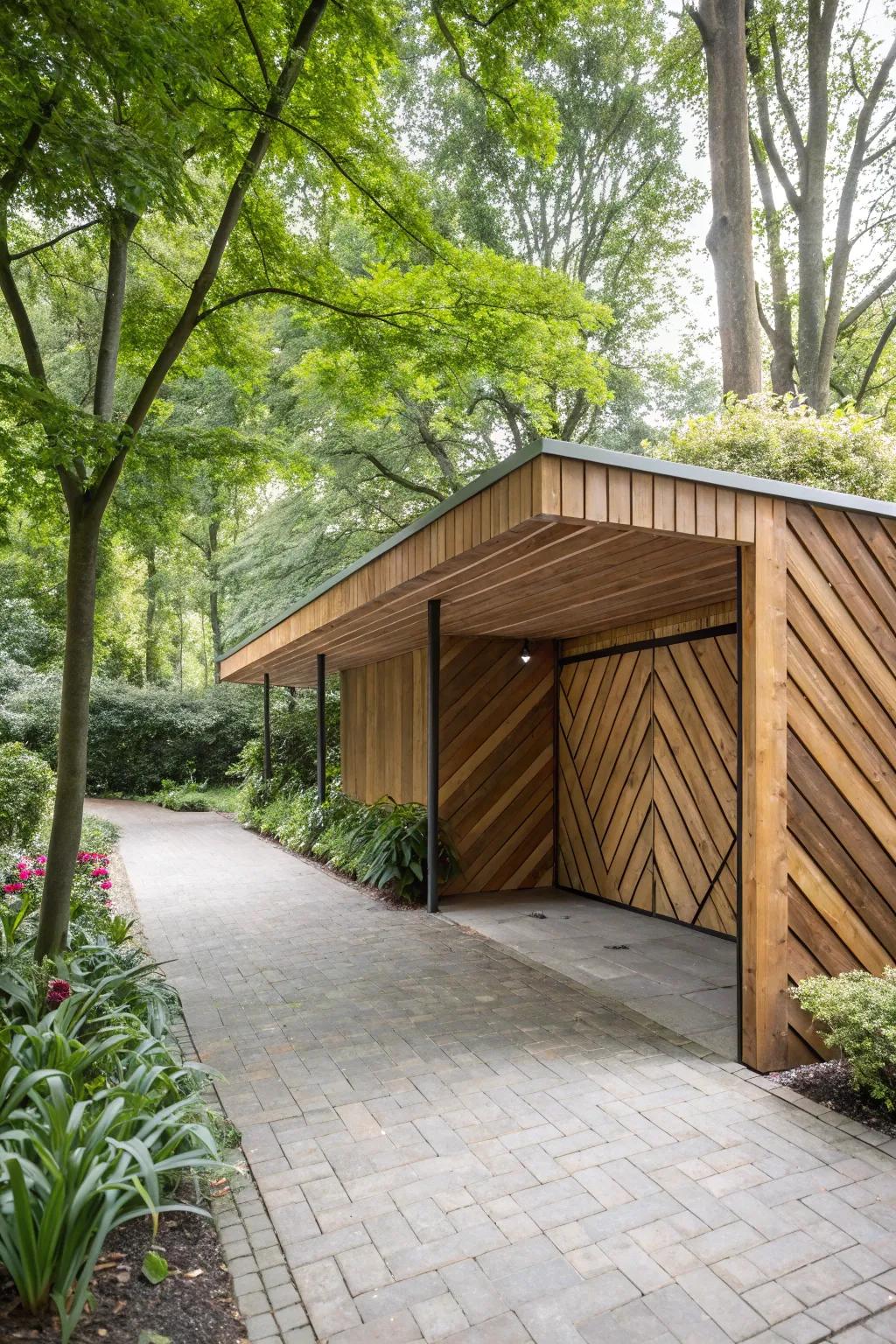 Wooden paneling can add warmth and sophistication to your carport.