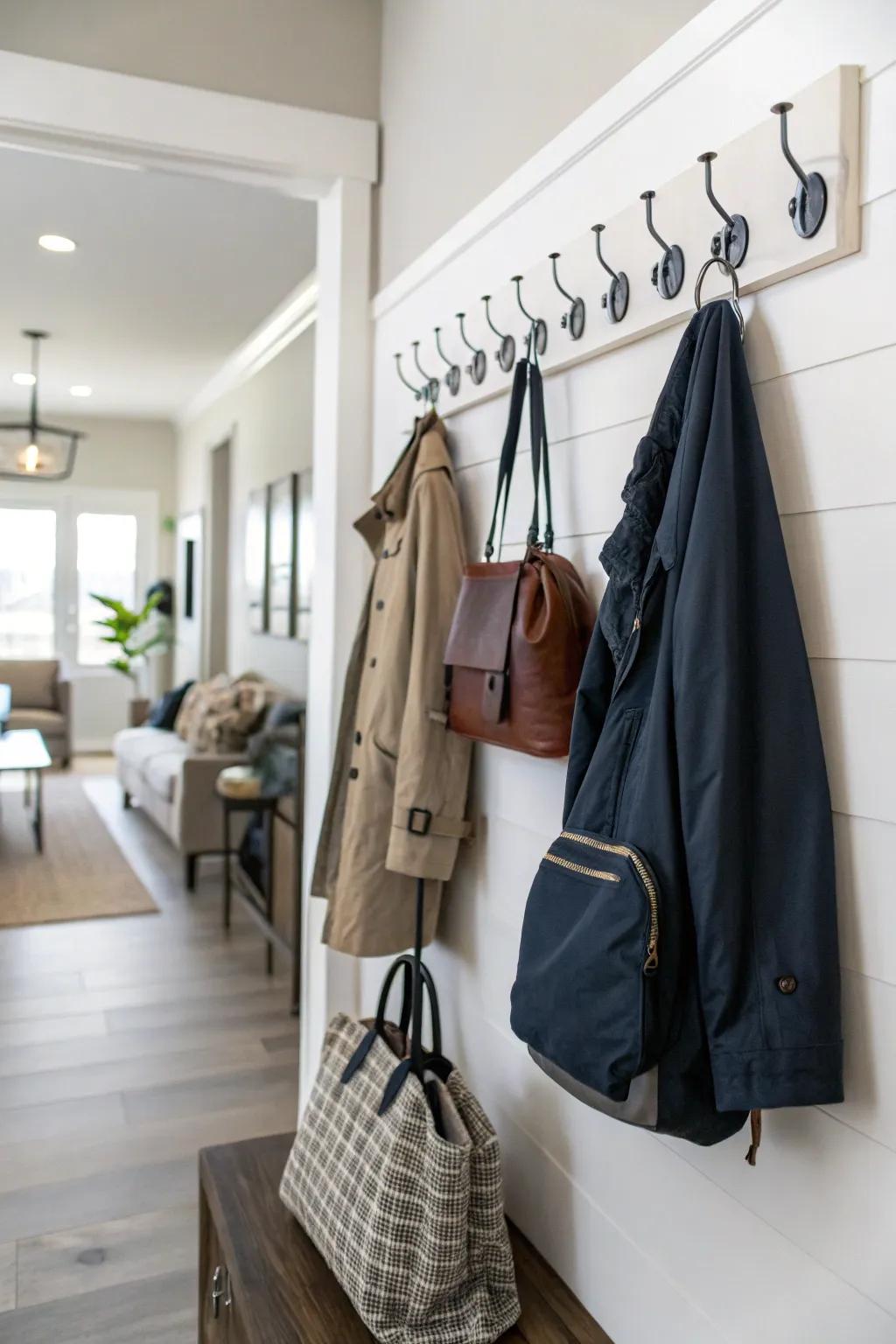 Offset hangers ensure your necessities stay ordered and reachable.