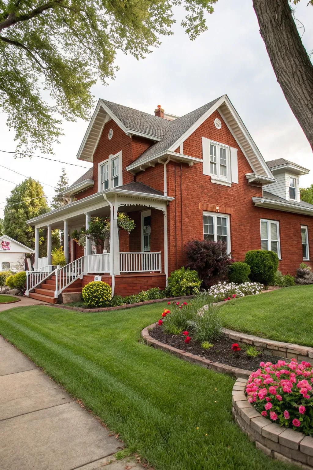 Classic crimson brick homes radiate ageless beauty.