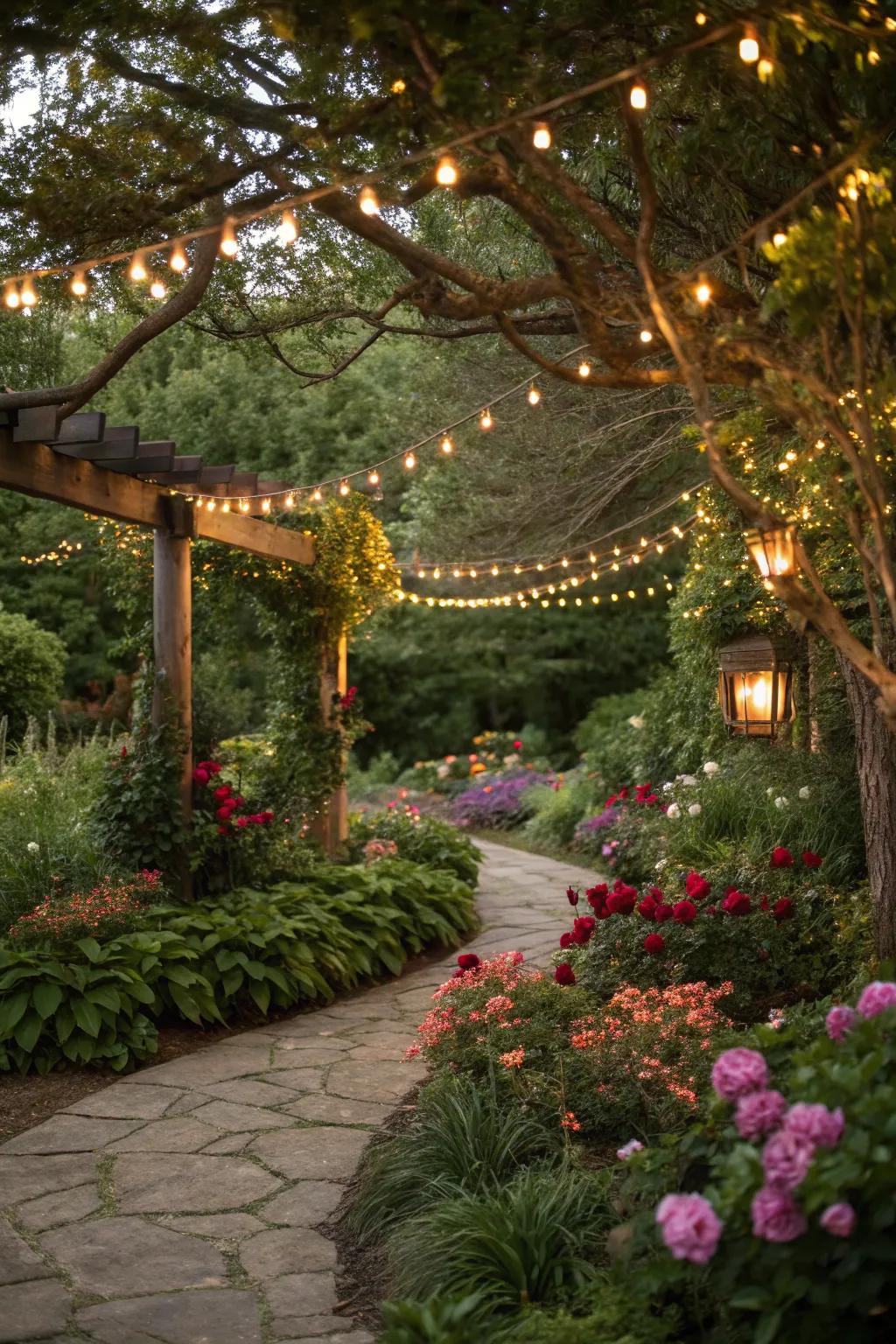 An outdoor garden turned into a magical fairy scene.