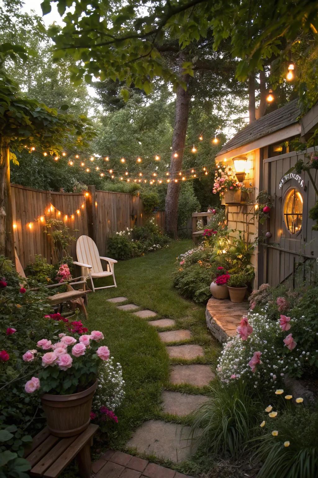 Set the stage for your fairy party with a whimsical garden atmosphere.