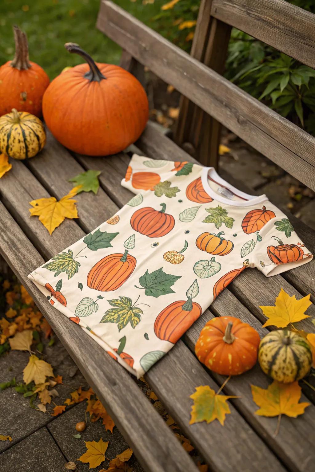 A quintessential gourd graphic shirt ideal for celebratory fall outings.