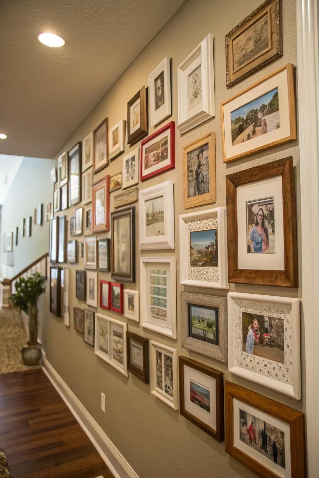 An energetic photo collage, featuring diverse frame sizes to encapsulate cherished family moments.