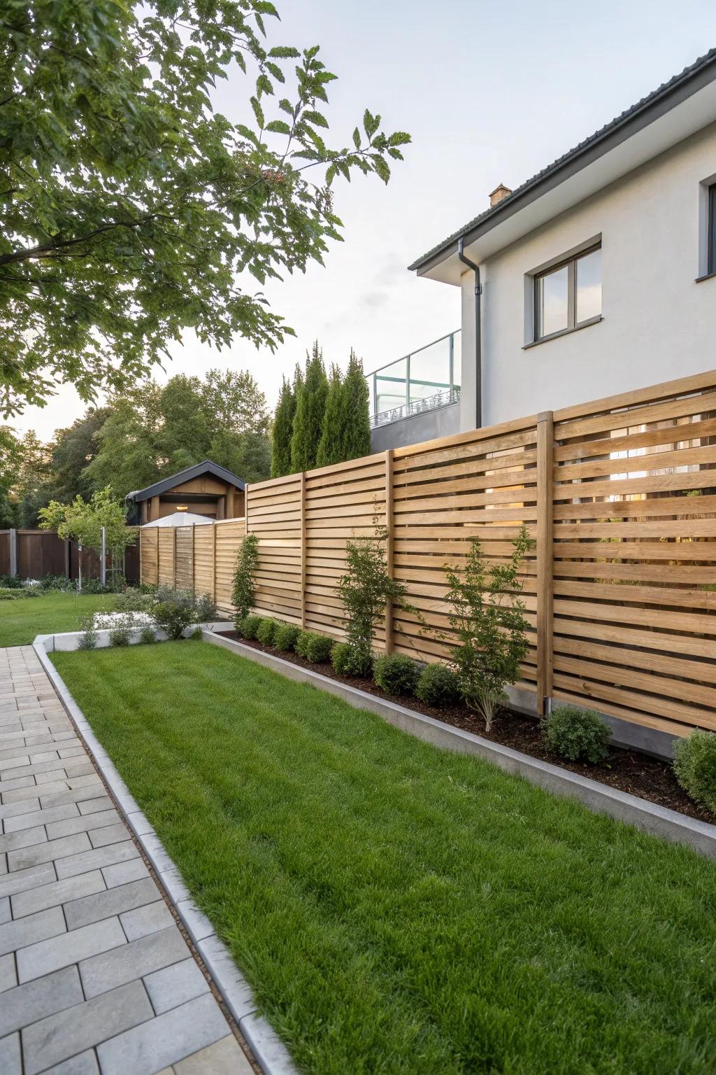 Sleek wood paneling gives your garden a crisp and current vibe.