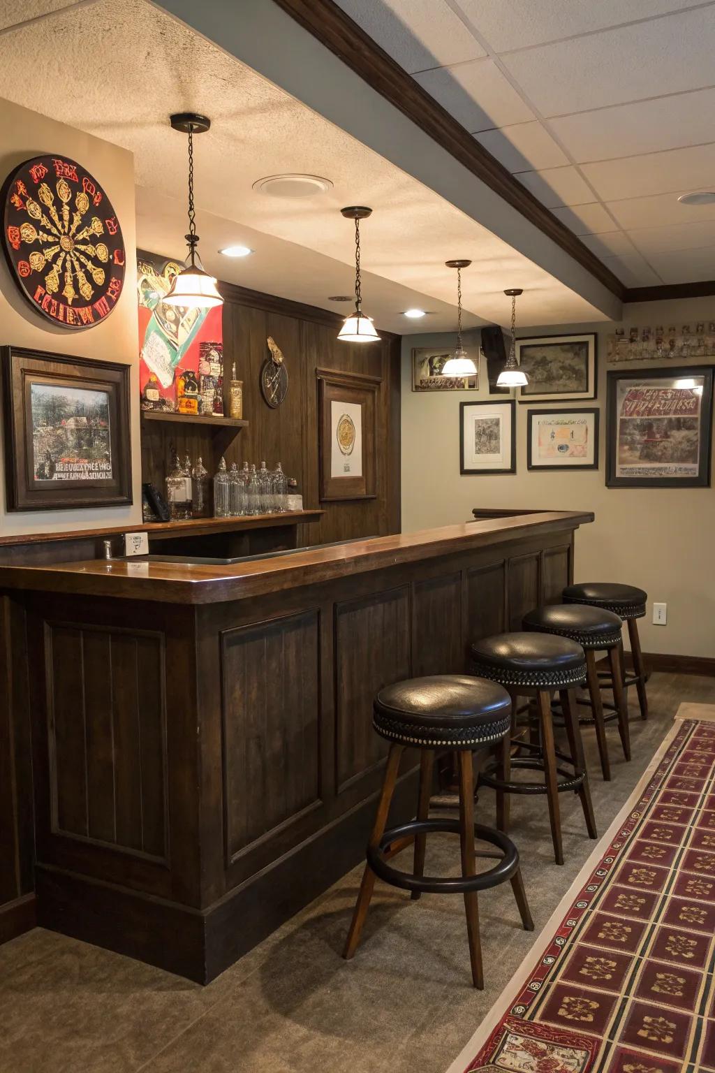 Capture the ageless allure of a classic tavern right in your basement.