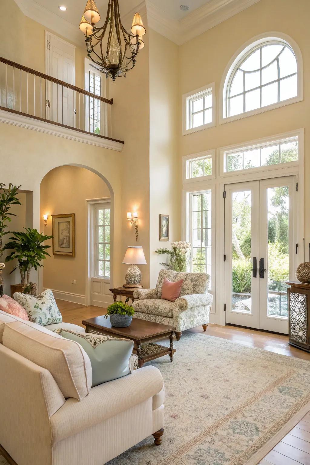 Neutral tones create a fresh and airy atmosphere.