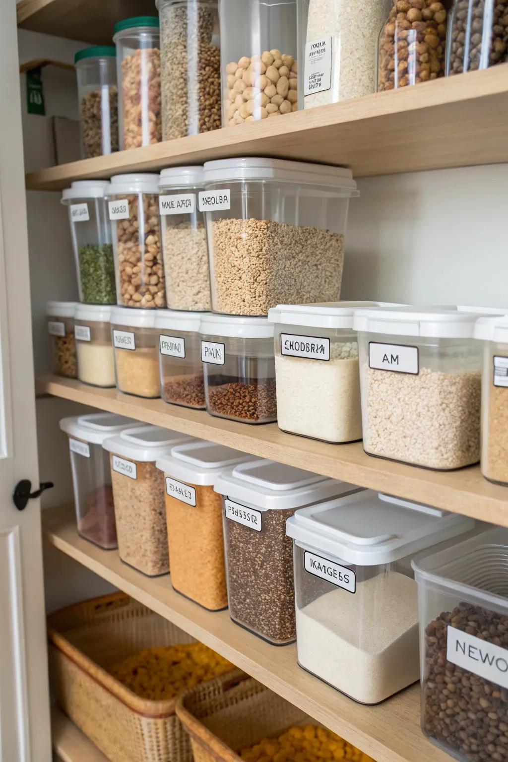 See-through containers bring a streamlined and harmonious feel to any food storage area.