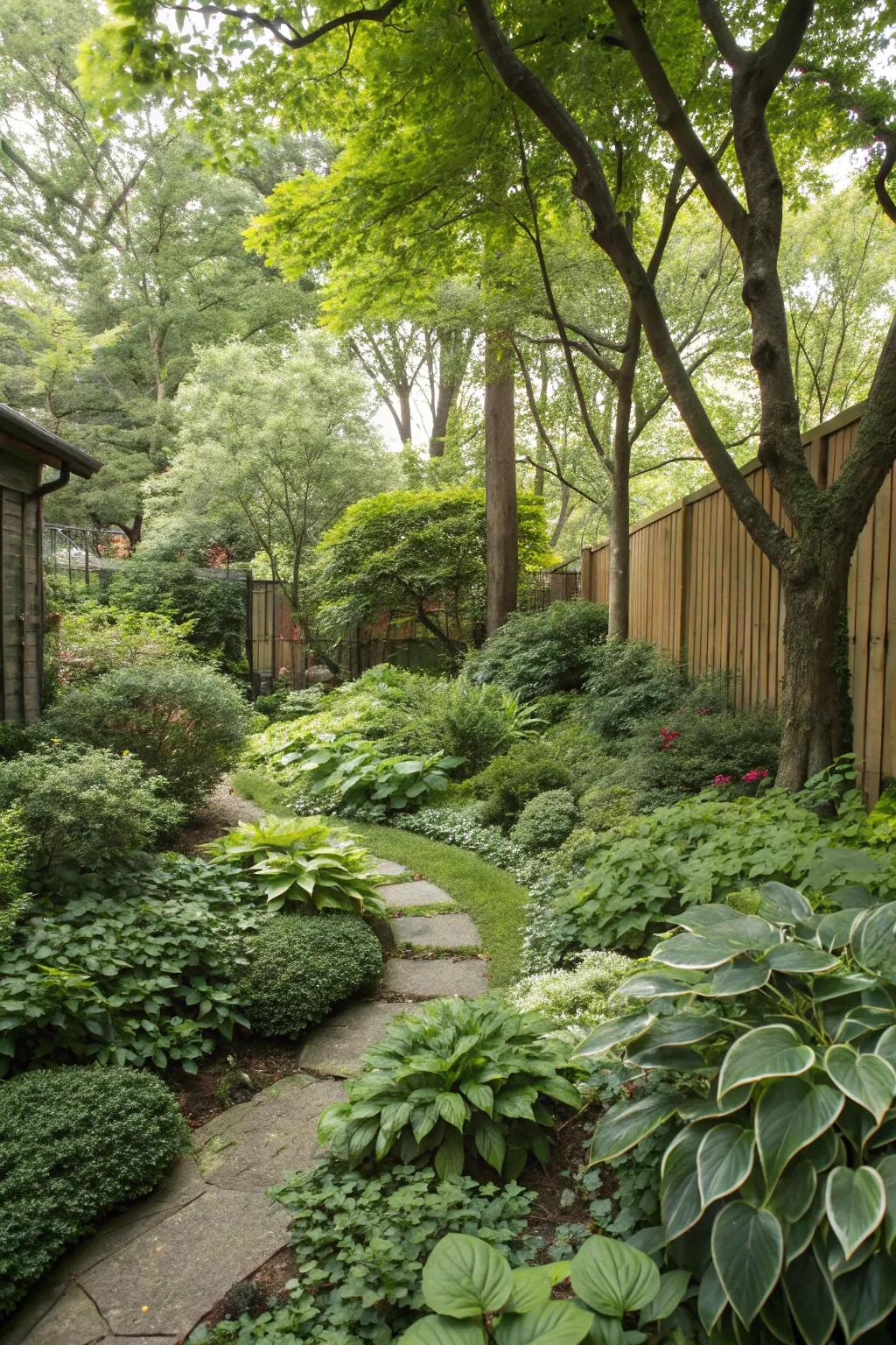 Lush greenery establishes a natural, woodland-esque atmosphere.
