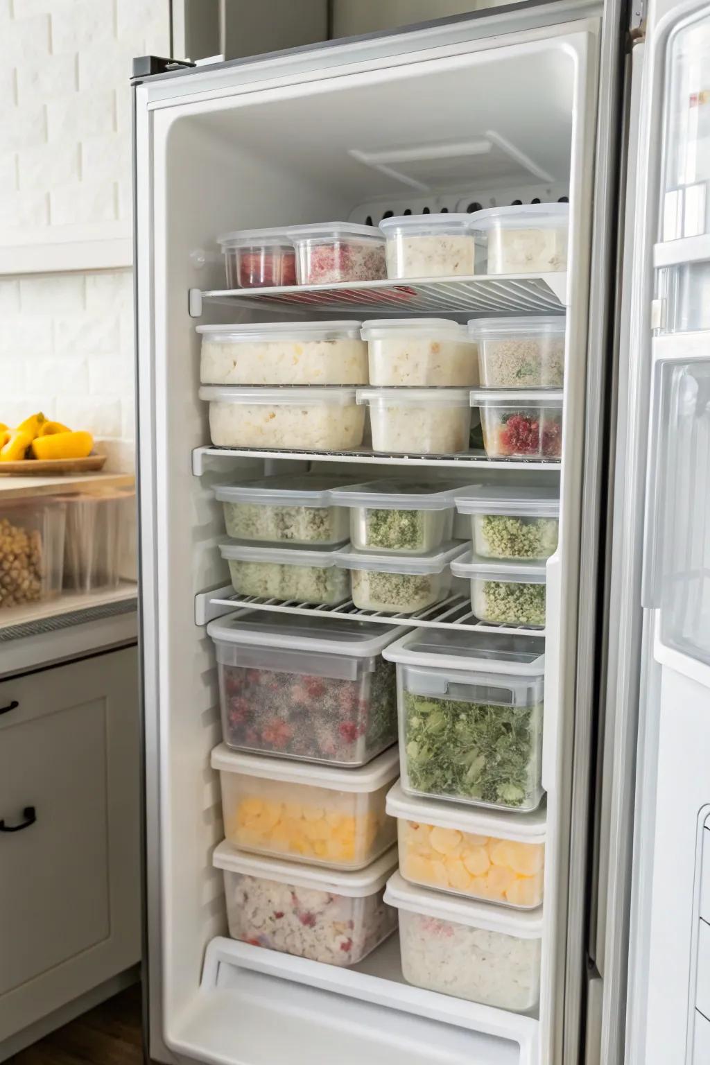 Transparent containers bring both visibility and order to any French door freezer.