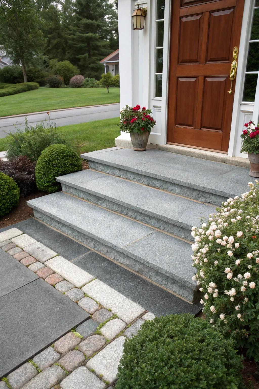 Slate gray steps exude an essence of sophistication.