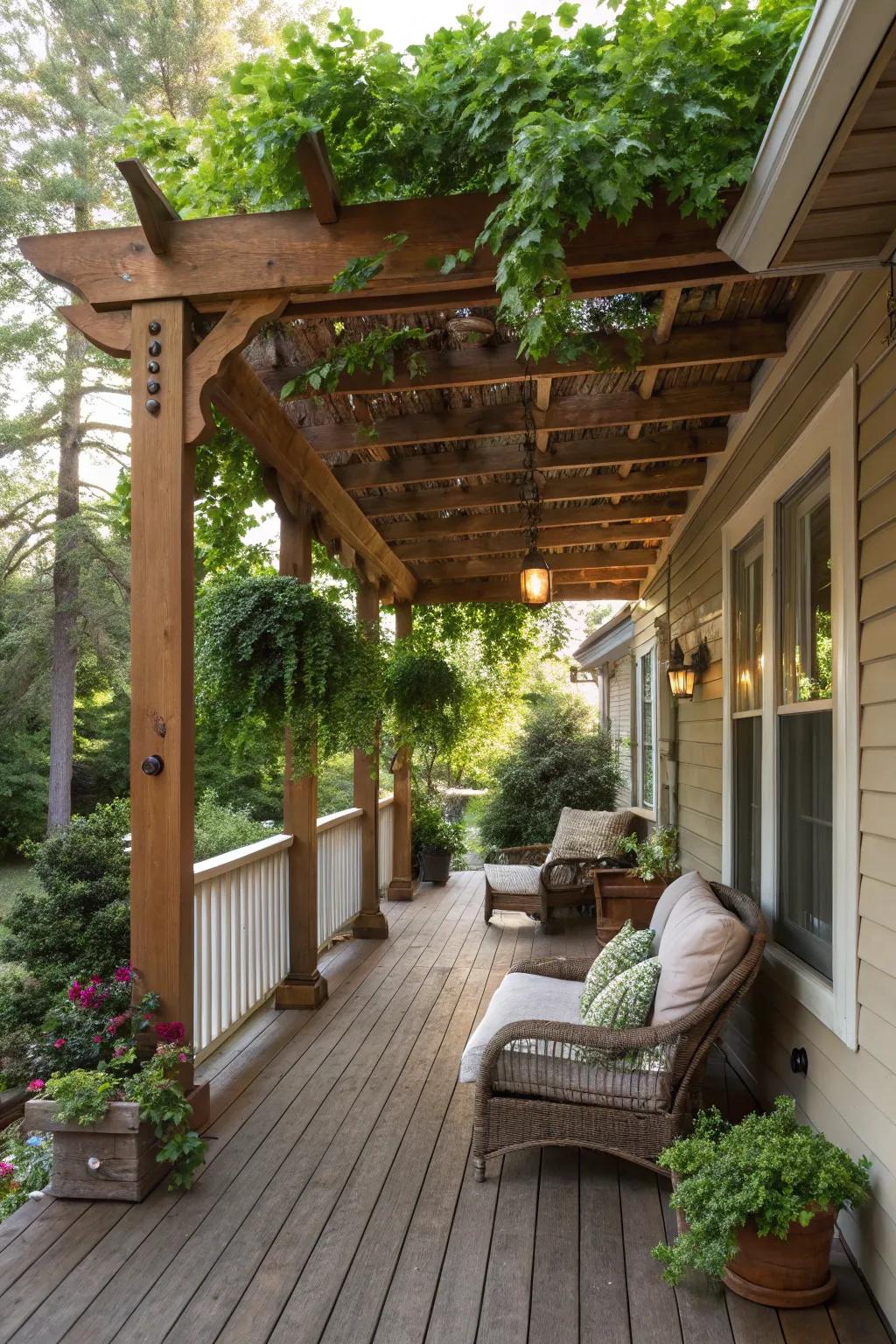 An elegant pergola providing welcome shade.