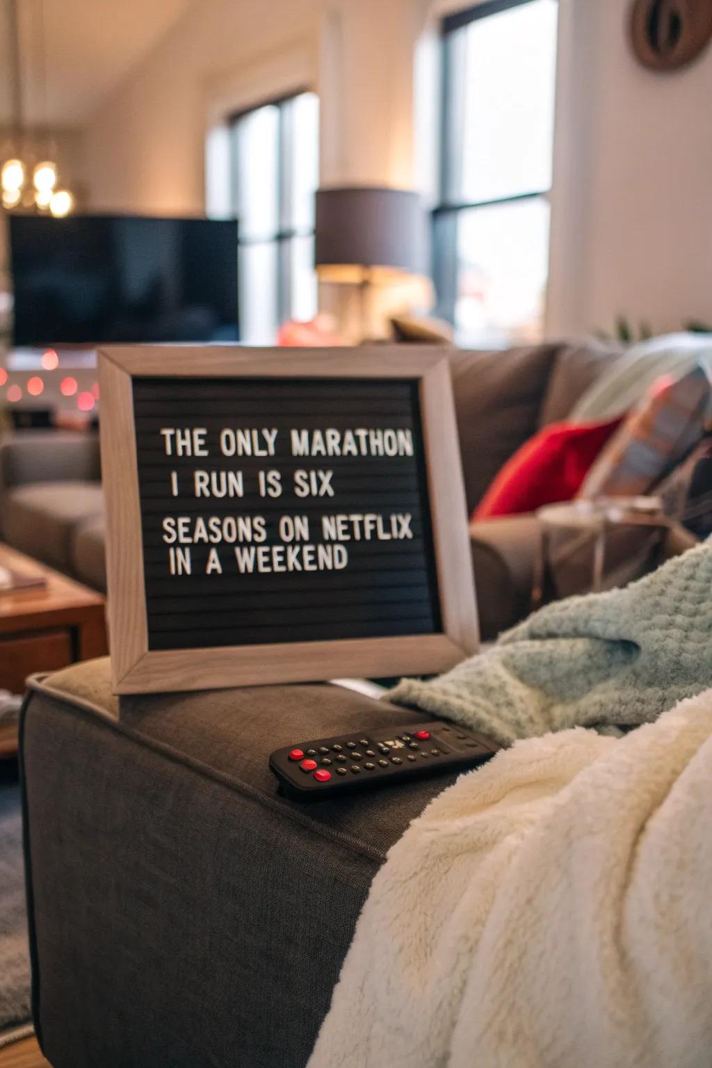 A witty nod to our favorite weekend activity.