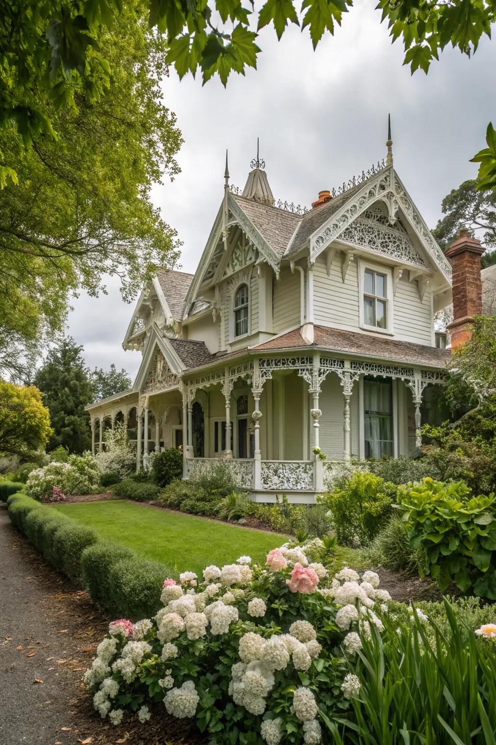 Victorian gable features bring a touch of historical charm.