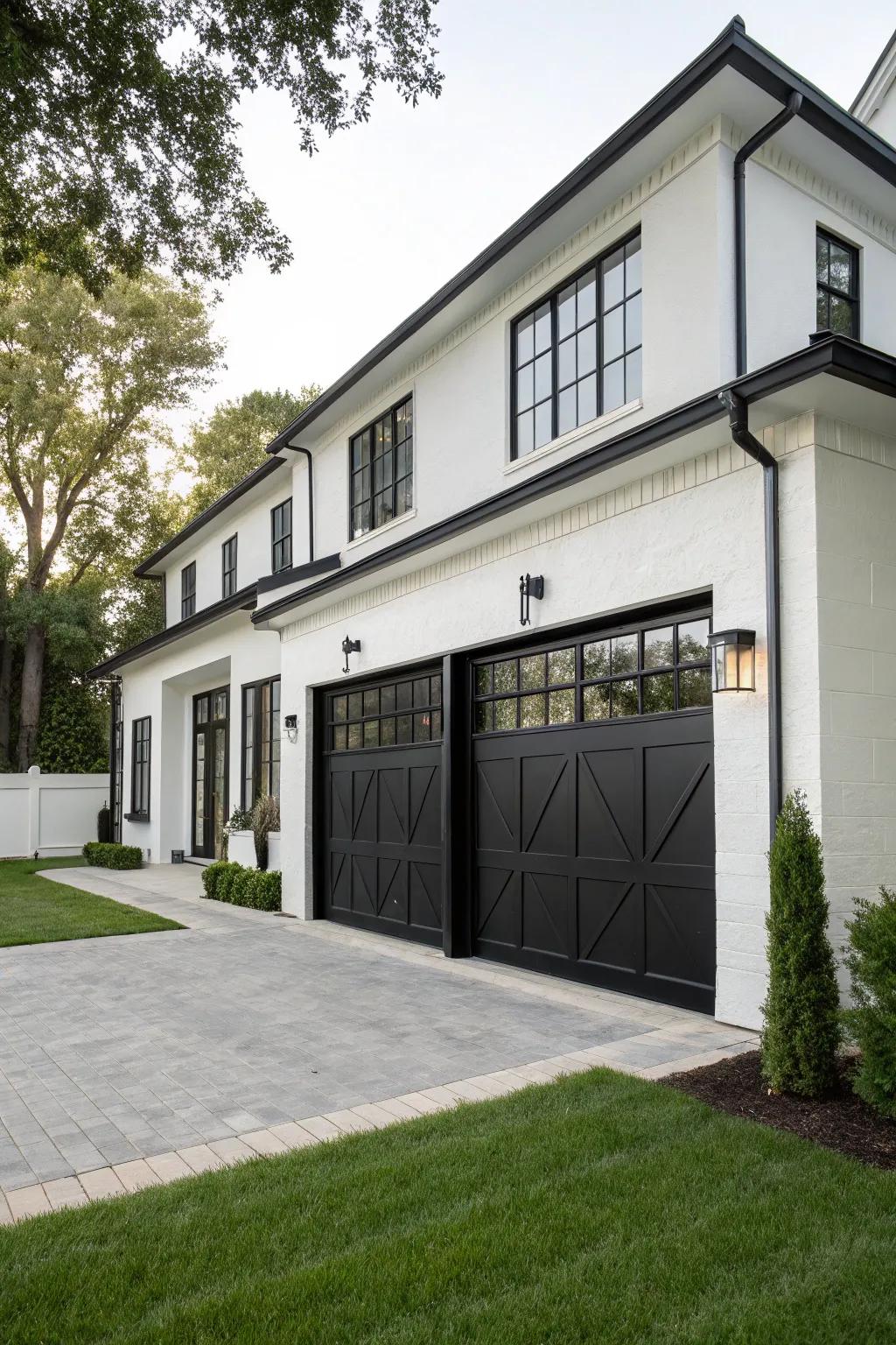 Classic obsidian garage entries provide an ageless, sophisticated impression.
