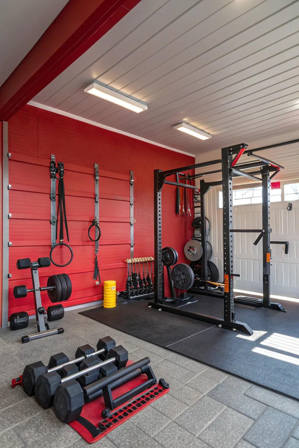 Pour energy into your routine by using a daring scarlet accent wall.