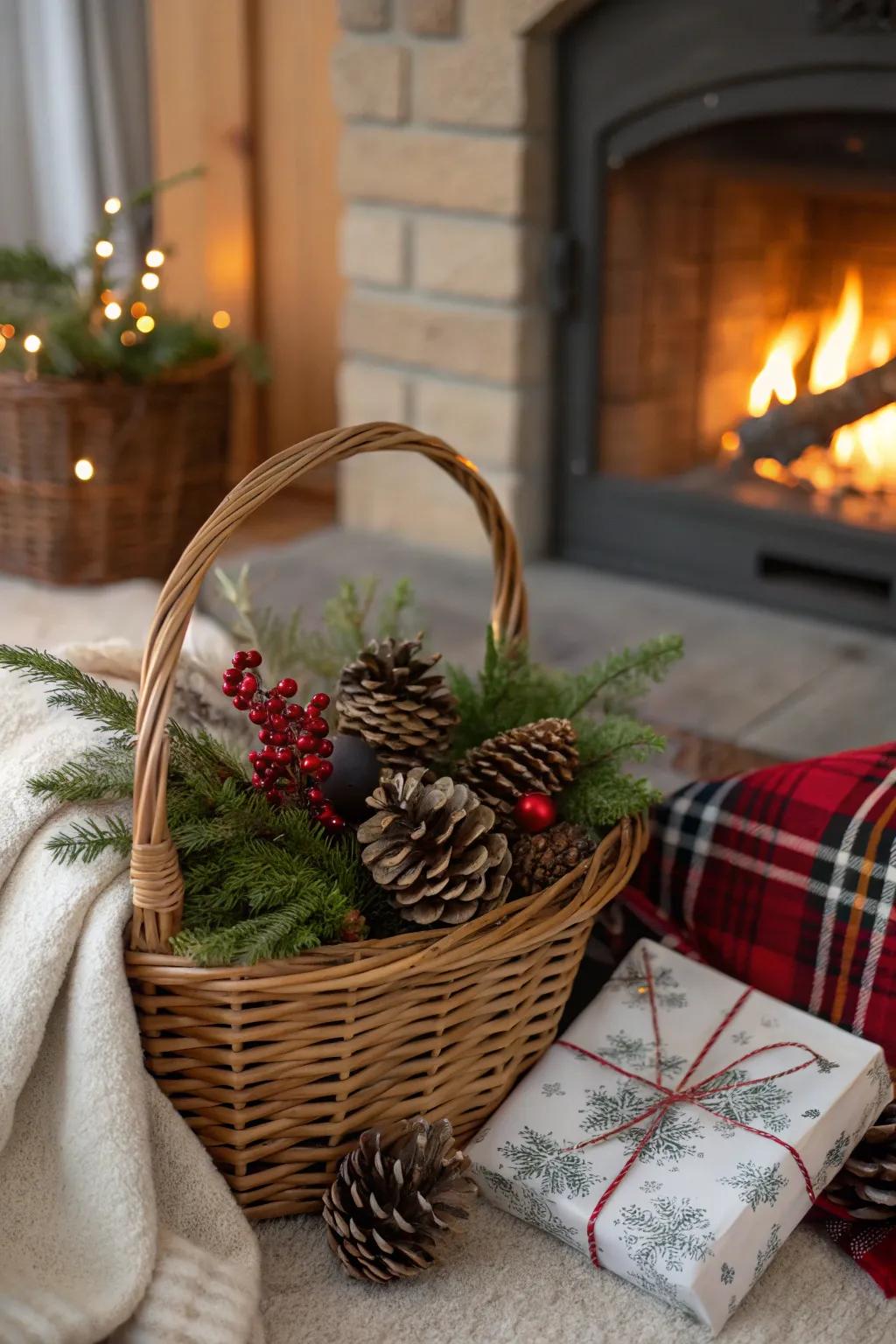 A winter-themed gift basket ideal for the celebratory season.