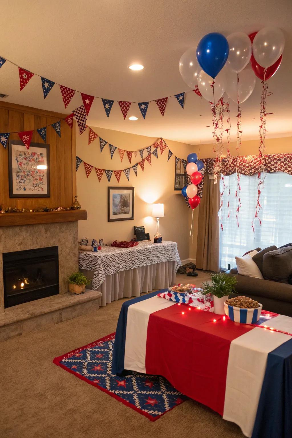 Employ a patriotic palette to amplify the ambiance.