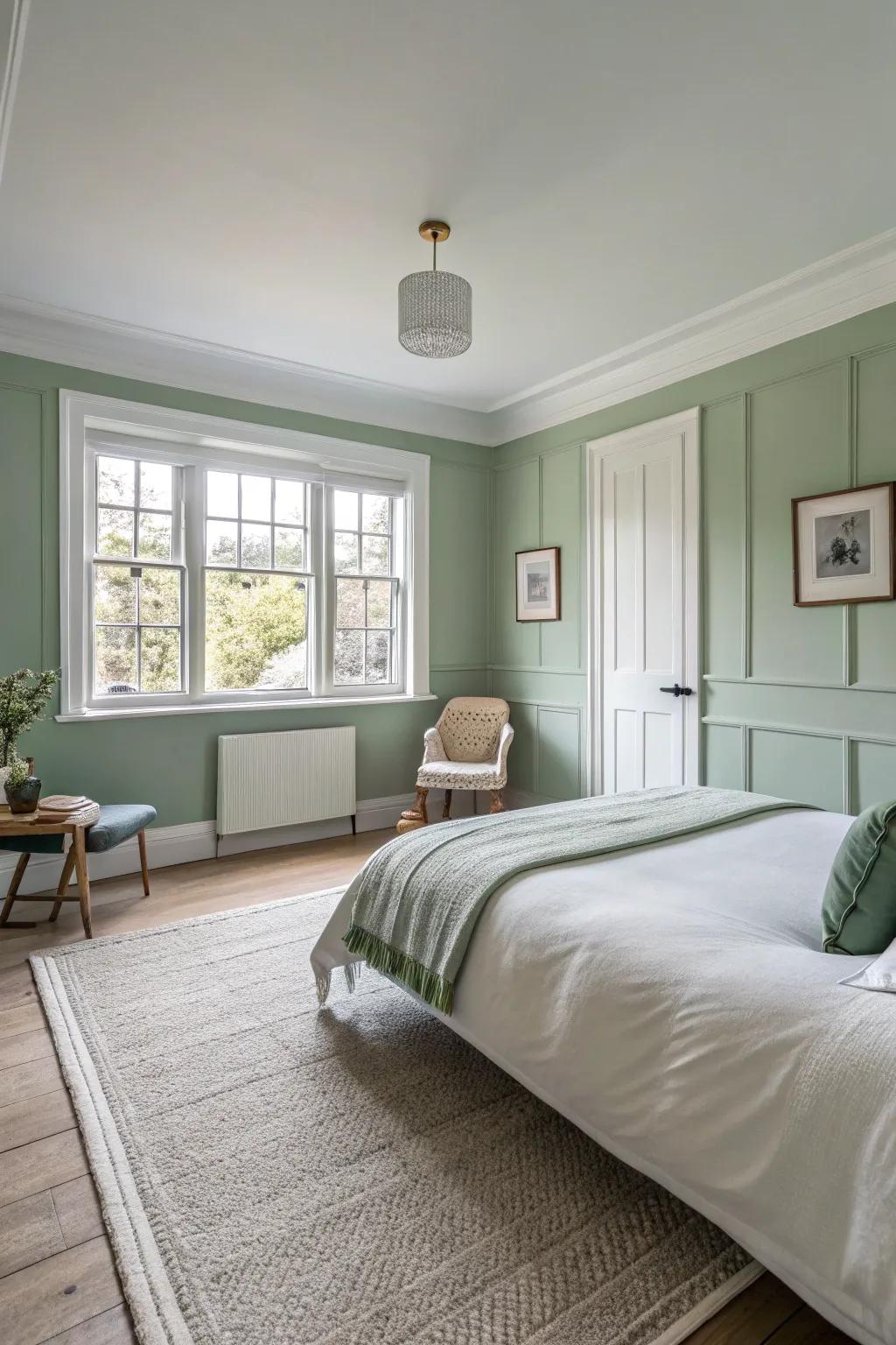 Verdant walls combined with pristine trim create a tranquil retreat.